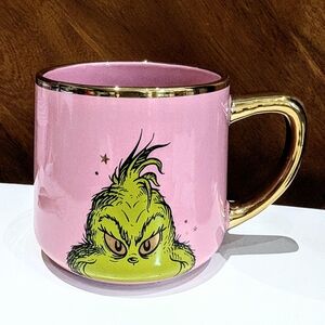 New Dr. Seuss Grinch Pink and Gold Christmas Mug Cup